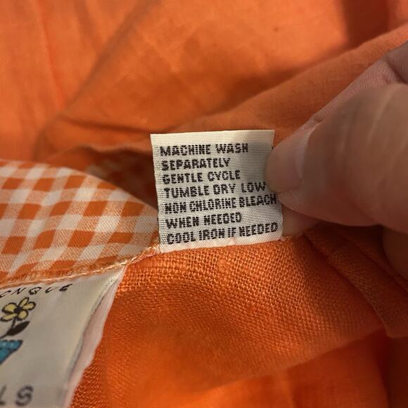 VTG Onque Casuals Woman M Linen FullLength Dress Patchwork Embroidered Largelook - Picture 5 of 9